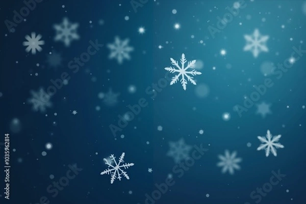 Fototapeta Winter wonderland snowflakes on blue background for seasonal and holiday design.
