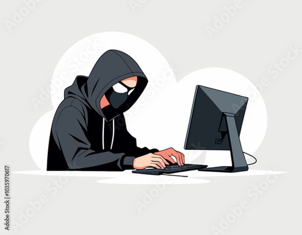 Fototapeta hacker stealing data isolated on white background