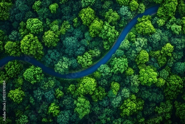 Fototapeta Lush green forest aerial view