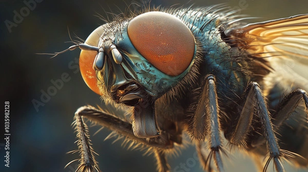 Fototapeta Close-Up of Fly with Compound Eyes