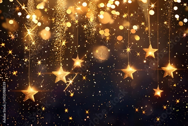 Obraz abstract golden sparkling lights and winter stars creating a festive background