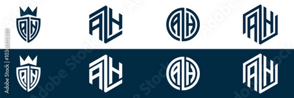 Fototapeta Typography AH letter logo design