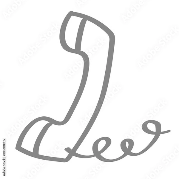 Fototapeta Handgezeichnetes Telefonhörer-Icon in grau