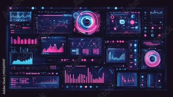Fototapeta Futuristic Data Visualization Dashboard Design