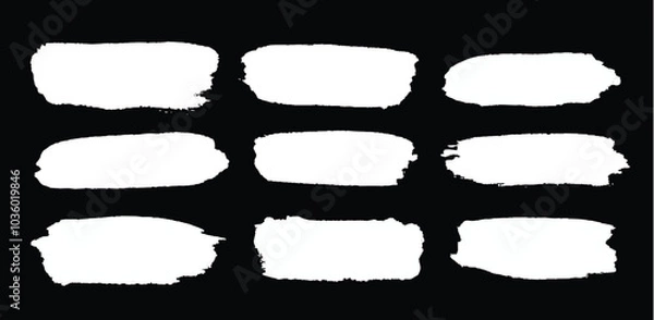 Fototapeta Brush strokes vector set. Black hand drawn text boxes. paintbrush set. Grunge lines vector illustrations elements.