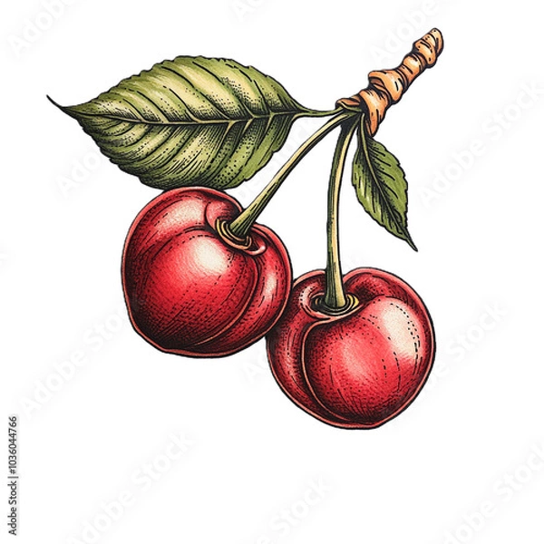 Obraz cherry tattoo design minimalist color art illustration sketch drawing