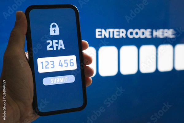 Fototapeta Two-factor Authentication 2FA Code Entry on Smartphone Security