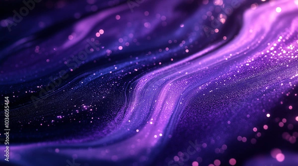 Obraz Cosmic Waves of Purple & Blue with Glittering Stars for a Dreamy Abstract Background