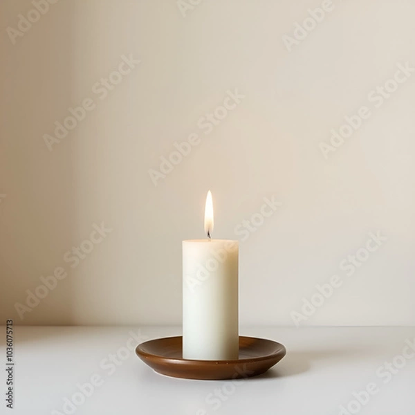 Fototapeta candle on minimal background, simple style