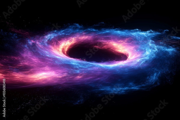 Fototapeta A swirling cosmic vortex with vibrant blue and pink colors showcasing the beauty of a galaxy in deep space