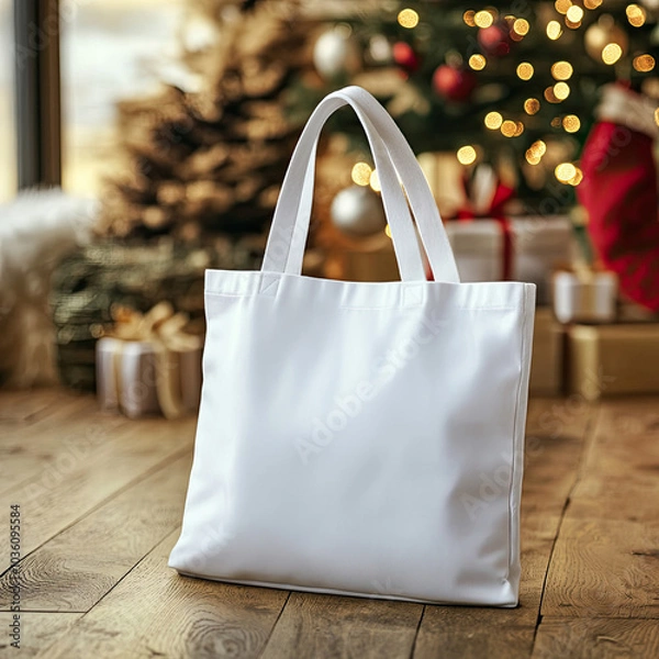 Fototapeta Tote Bag Mockup, high-end and customizable with realistic high-resolution rendering, ideal for branding, fashion design, and eco-friendly presentations, AI Generative
