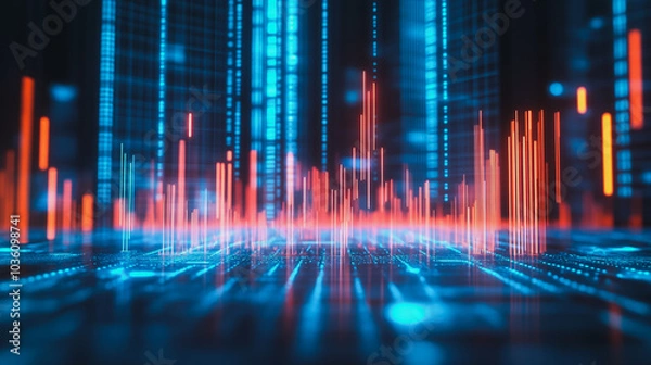 Fototapeta Abstract business network smart city and charts and graphs with statistics to innovative analyze business potential and forecast future development of companies growth.