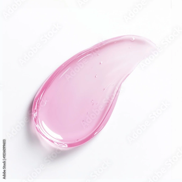 Fototapeta Pink gel swatch on a white background. Refreshing shampoo or shower gel texture.