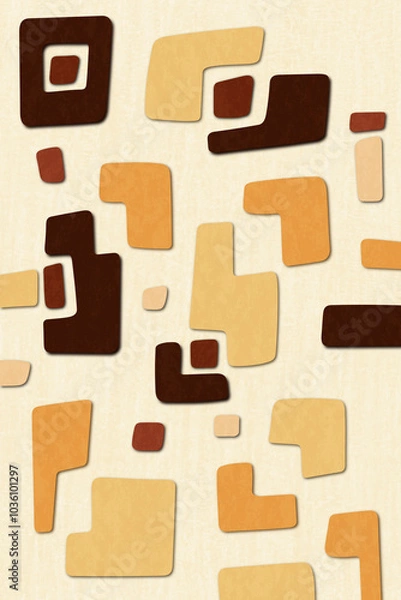 Fototapeta Abstract cream and brown background of irregular shapes