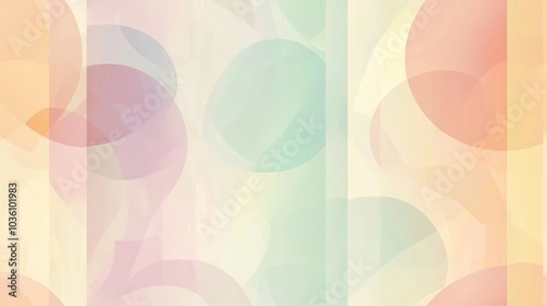 Fototapeta   A pastel-colored background with overlapping circles and intricate lines in shades of pink, blue, yellow, green, and orange