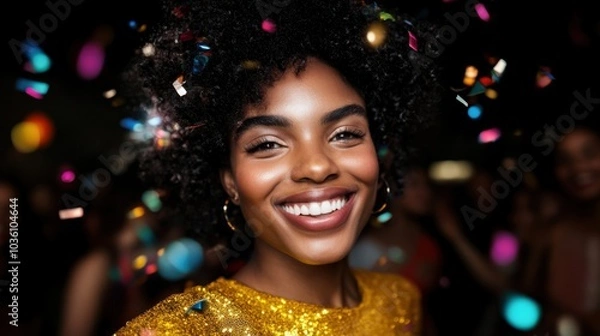 Fototapeta Fröhliche Feier mit junger Frau in pulsierender Partyatmosphäre für Eventmarketing