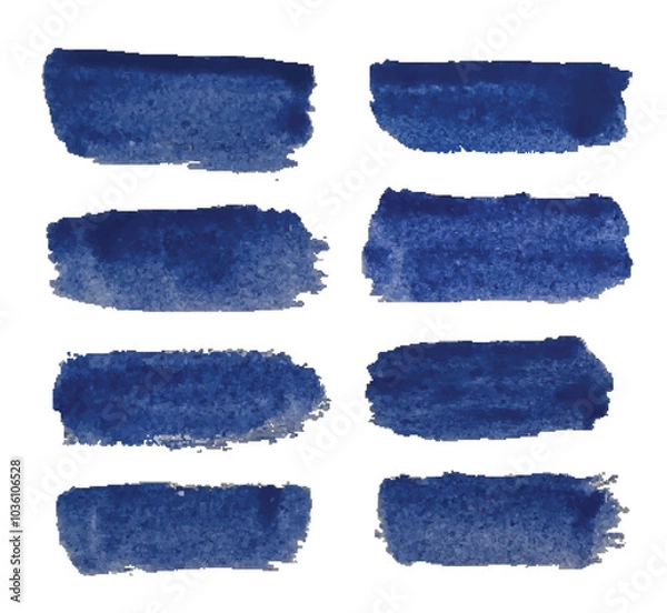 Fototapeta Brush strokes vector collection. Hand drawn text boxes. Blue paintbrush set. Grunge lines vector illustrations elements.