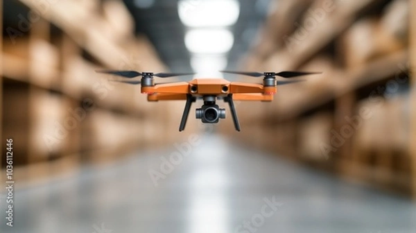 Fototapeta Drone used for inspecting hard-to-reach areas in a large industrial facility, showcasing the use of cutting-edge technology in modern manufacturing maintenance