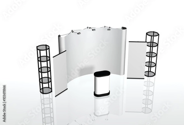 Obraz Trade exhibition stand, Exhibition Stand round, 3D rendering vis