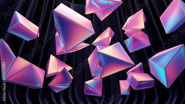 Obraz Abstract geometric blocks on black background, 3d render