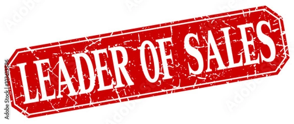 Fototapeta leader of sales red square vintage grunge isolated sign