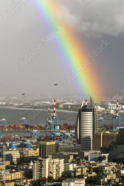 Obraz skyscraper and rainbow 