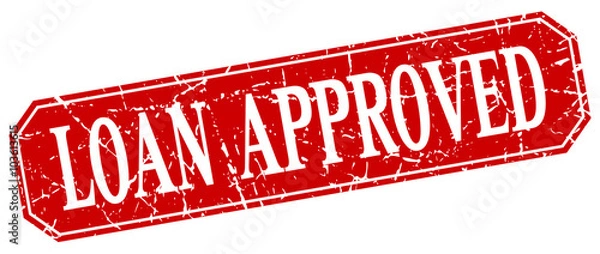 Fototapeta loan approved red square vintage grunge isolated sign