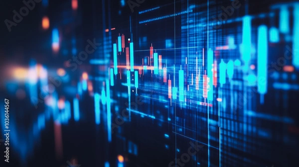 Fototapeta Abstract business smart city and charts and graphs with statistics to innovative analyze business potential and forecast future development of companies growth.