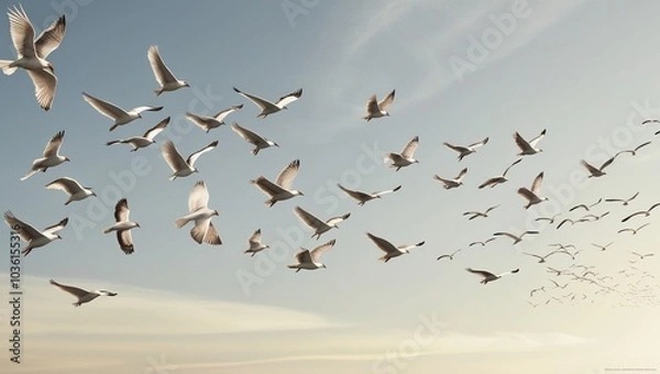Obraz Flock of birds flying isolated
