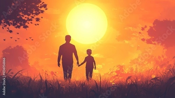 Fototapeta Father Bonding with Son: A Happy Hug and Kiss