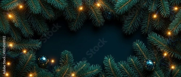 Fototapeta A Hyperrealistic Seamless Design of Christmas Pine Branches Perfect for Festive Decor and Holiday Themes