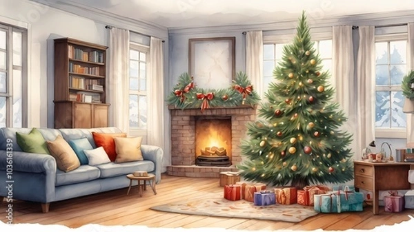 Fototapeta Christmas, Christmas tree, background, 2024, 2025, new year, festival, type 00006