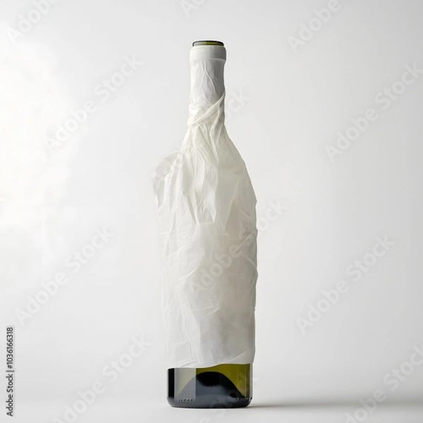 Obraz Wine Bottle Wrapped in White Paper
