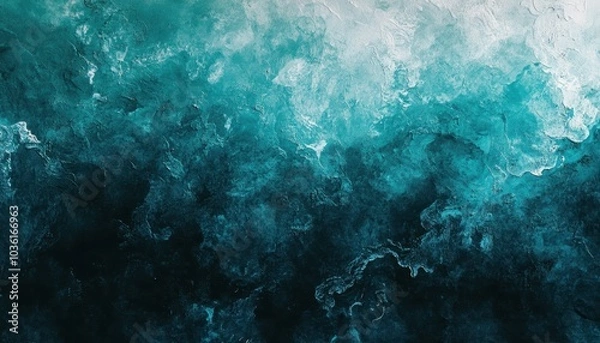 Fototapeta Abstract ocean-inspired artwork featuring blue and teal waves in dynamic flow