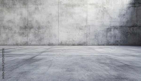 Obraz A spacious concrete room with textured walls and a smooth floor in natural light
