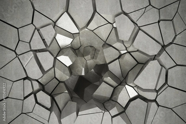 Fototapeta 3D render cracked wall texture