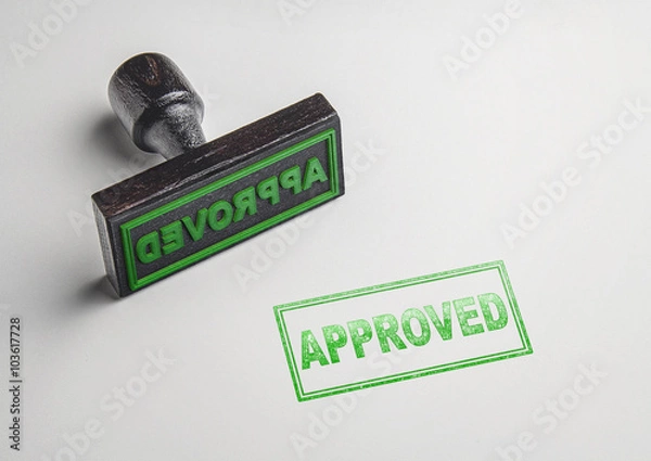 Fototapeta approved printing green stamp and imprint