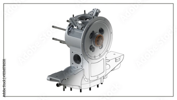 Fototapeta 3D Rendered Rear Crankcase for Wright P-1 Cyclone Engine - High Precision Aerospace Component