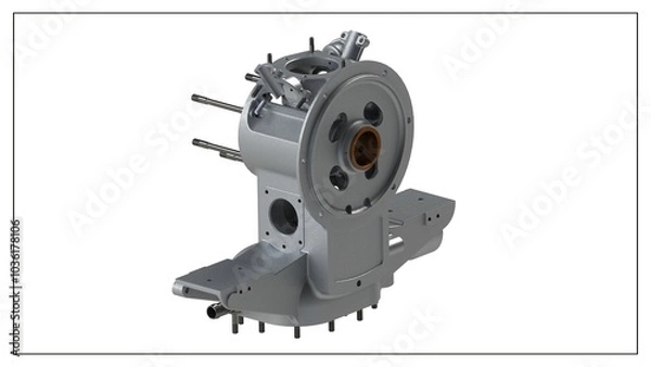 Fototapeta 3D Rendered Rear Crankcase for Wright P-1 Cyclone Engine - High Precision Aerospace Component