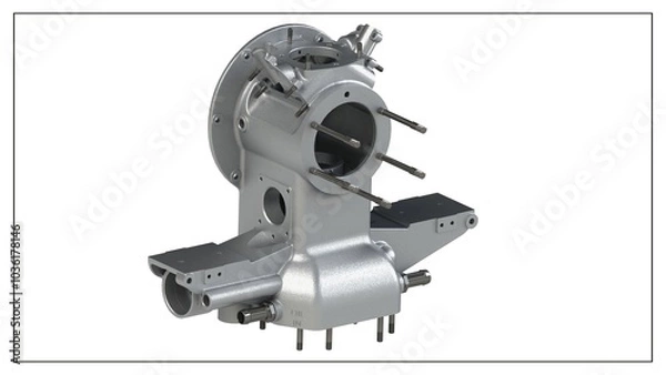 Fototapeta 3D Rendered Rear Crankcase for Wright P-1 Cyclone Engine - High Precision Aerospace Component