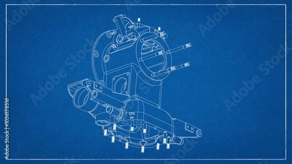 Fototapeta 3D Rendered Rear Crankcase for Wright P-1 Cyclone Engine - High Precision Aerospace Component