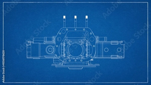 Fototapeta 3D Rendered Rear Crankcase for Wright P-1 Cyclone Engine - High Precision Aerospace Component