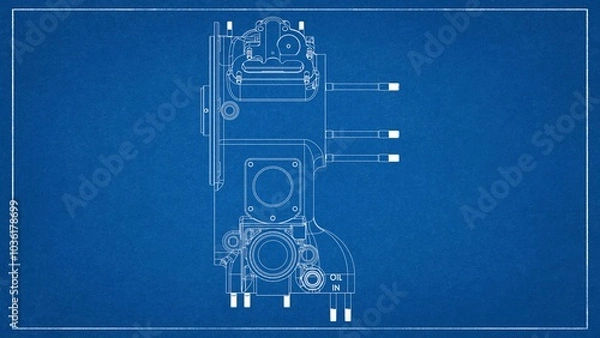 Fototapeta 3D Rendered Rear Crankcase for Wright P-1 Cyclone Engine - High Precision Aerospace Component