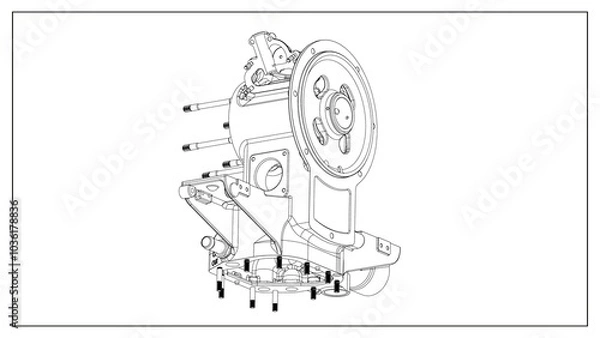Fototapeta 3D Rendered Rear Crankcase for Wright P-1 Cyclone Engine - High Precision Aerospace Component