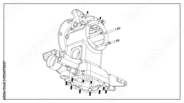 Fototapeta 3D Rendered Rear Crankcase for Wright P-1 Cyclone Engine - High Precision Aerospace Component