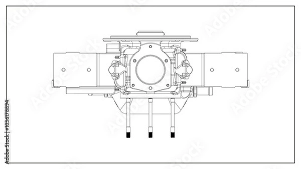 Fototapeta 3D Rendered Rear Crankcase for Wright P-1 Cyclone Engine - High Precision Aerospace Component