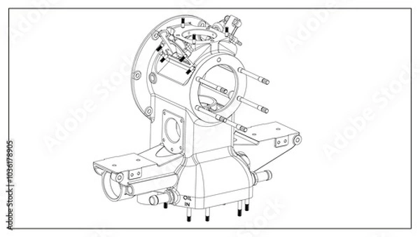 Fototapeta 3D Rendered Rear Crankcase for Wright P-1 Cyclone Engine - High Precision Aerospace Component