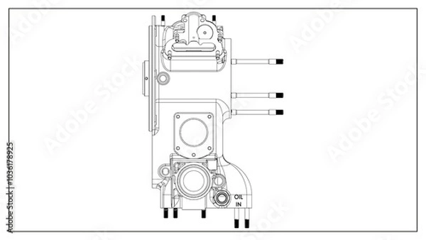 Fototapeta 3D Rendered Rear Crankcase for Wright P-1 Cyclone Engine - High Precision Aerospace Component