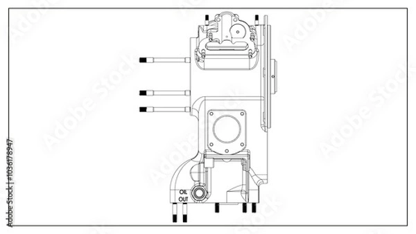 Fototapeta 3D Rendered Rear Crankcase for Wright P-1 Cyclone Engine - High Precision Aerospace Component