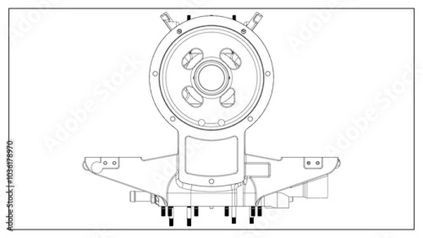 Fototapeta 3D Rendered Rear Crankcase for Wright P-1 Cyclone Engine - High Precision Aerospace Component